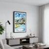 01 - Framed Salzburg Austria Watercolor Canvas Print - Contemporary Living Room.jpg