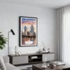 01 - Framed San Diego Skyline Watercolor Canvas Print - Contemporary Living Room.jpg