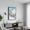 01 - Framed San Francisco Tram - Watercolor Canvas Print - Contemporary Living Room.jpg