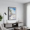 01 - Framed Santa Monica Watercolor Canvas Print - Contemporary Living Room.jpg