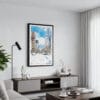 01 - Framed Sapporo City - Watercolor Canvas Print - Contemporary Living Room.jpg