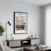 01 - Framed Seattle Pike Place Market Watercolor Canvas Print - Contemporary Living Room.jpg