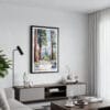 01 - Framed Sequoia California Watercolor Canvas Print - Contemporary Living Room.jpg