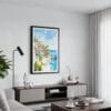 01 - Framed Sicily Italy Watercolor Canvas Print - Contemporary Living Room.jpg