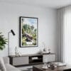 01 - Framed Sri Lanka Train Watercolor Canvas Print - Contemporary Living Room.jpg