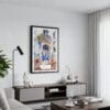 01 - Framed Streets of Lisbon Portugal Watercolor Canvas Print - Contemporary Living Room.jpg