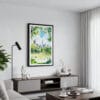 01 - Framed Summer in New York Central Park Watercolor Canvas Print - Contemporary Living Room.jpg