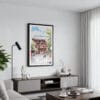 01 - Framed Tokyo Asakusa Watercolor Canvas Print - Contemporary Living Room.jpg