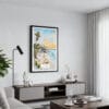 01 - Framed Tulum Mexico Watercolor Canvas Print - Contemporary Living Room.jpg