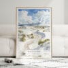 01 - Framed White Sands National Park Watercolor Wall Art leaning against couch - Portrait.jpg