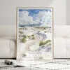 01 - Framed White Sands National Park Watercolor Wall Art leaning against couch - Portrait.jpg