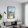 01 - Framed Zermatt Switzerland Watercolor Canvas Print - Contemporary Living Room.jpg
