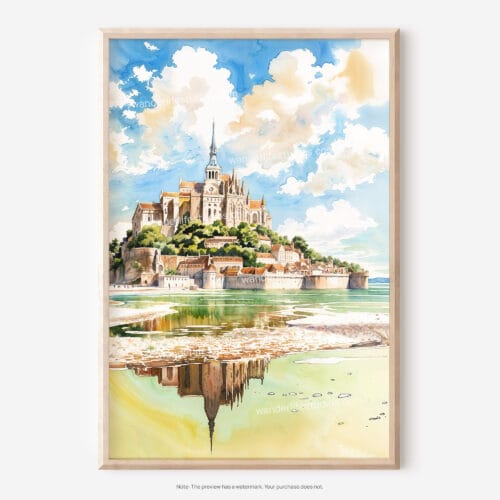 01 - France Mont Saint Michel Watercolor Art - Digital Downloads - Main.jpg