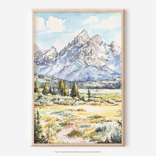 01 - Grand Teton Watercolor Art - Digital Downloads - Main.jpg