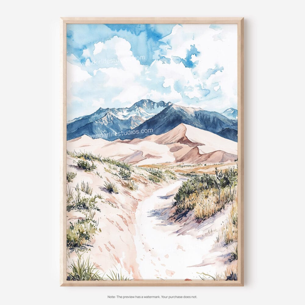01 - Great Sand Dunes Watercolor Art - Digital Downloads - Main.jpg