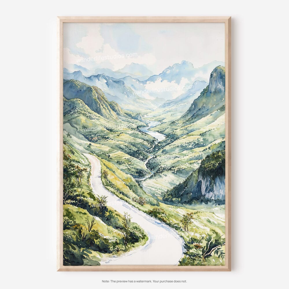 01 - Ha Giang Vietnam Watercolor Art - Digital Downloads - Main.jpg