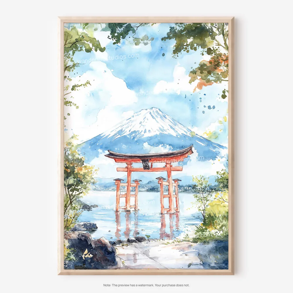 01 - Hakone Gate Watercolor Art - Digital Downloads - Main.jpg