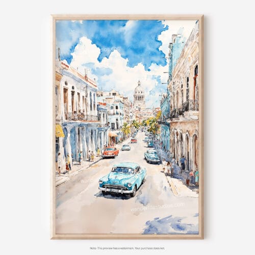 01 - Havana Cuba Watercolor Art - Digital Downloads - Main.jpg
