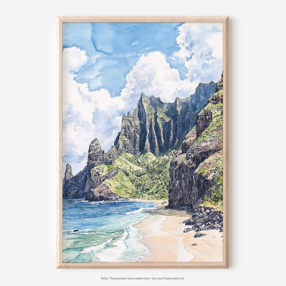 01 - Hawaii - Nā Pali Watercolor Art - Digital Downloads - Main.jpg
