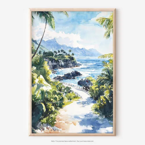 01 - Hawaii Road to Hana Watercolor Art - Digital Downloads - Main.jpg