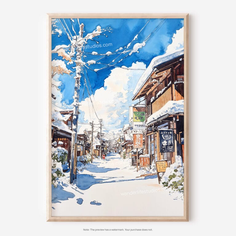 01 - Hokkaido Village Watercolor Art - Digital Downloads - Main.jpg