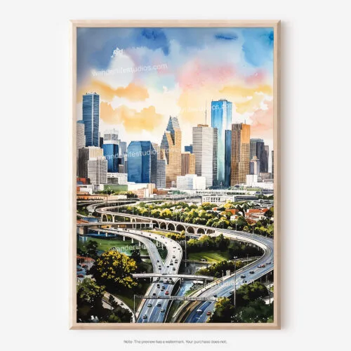 01 - Houston Texas Watercolor Art - Digital Downloads - Main.jpg