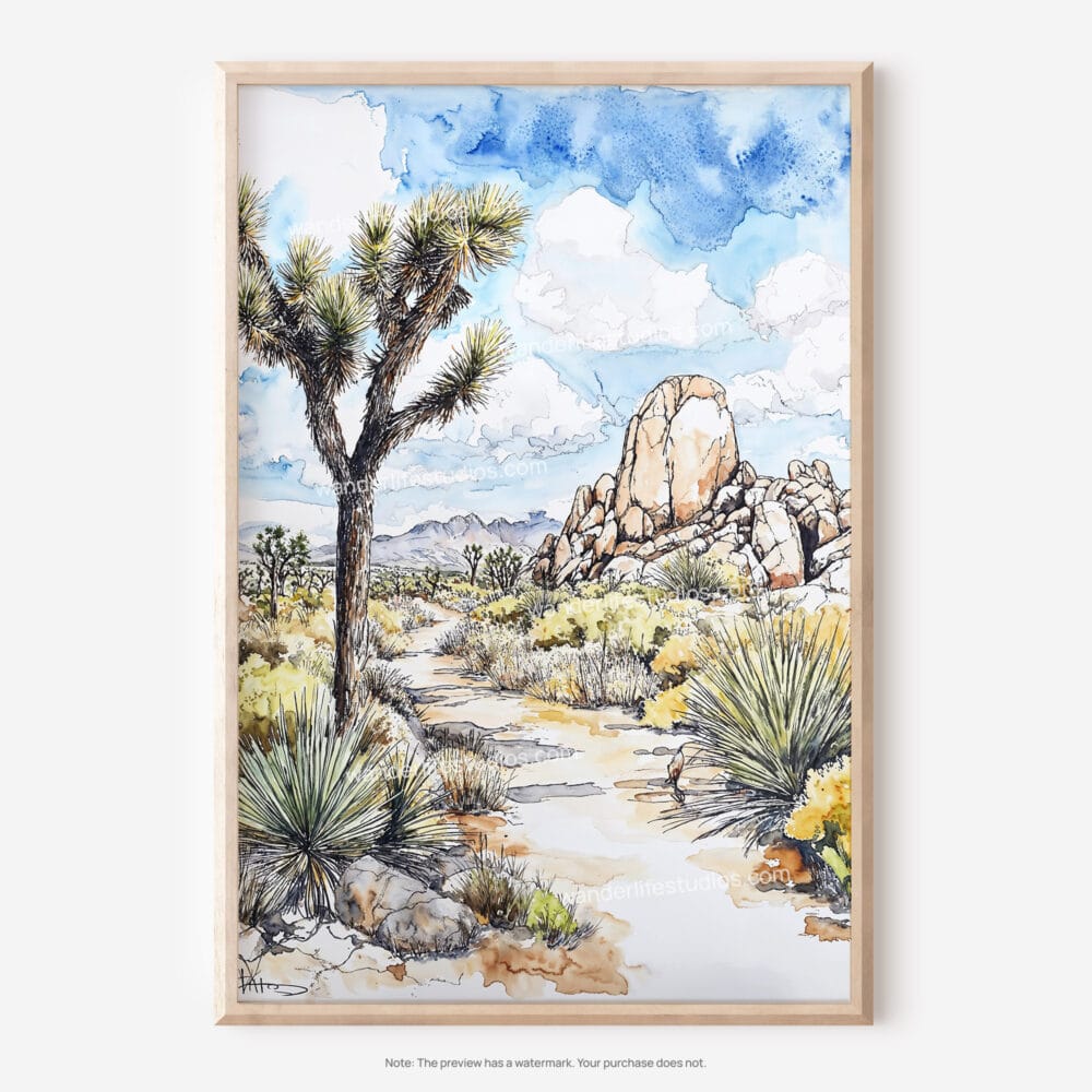 01 - Joshua Tree National Park Watercolor Art - Digital Downloads - Main.jpg