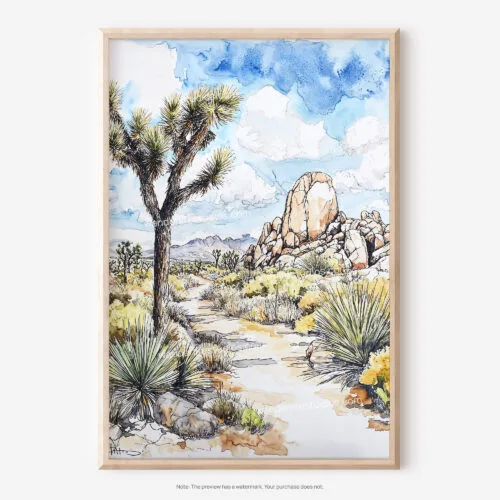 01 - Joshua Tree National Park Watercolor Art - Digital Downloads - Main.jpg