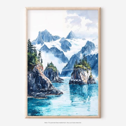01 - Kenai Fjords National Park Watercolor Art - Digital Downloads - Main.jpg