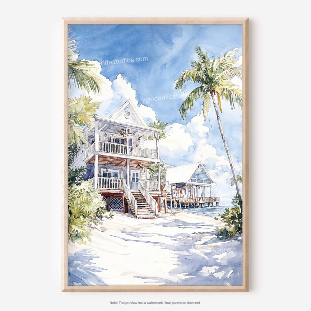 01 - Key West Beach House Watercolor Art - Digital Downloads - Main.jpg 01 - Key West Beach House Watercolor Art - Digital Downloads - Main.jpg
