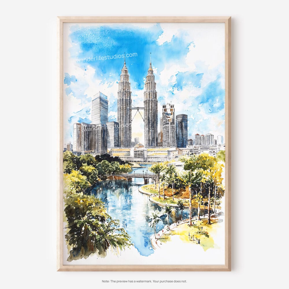 01 - Kuala Lumpur Watercolor Art - Digital Downloads - Main.jpg