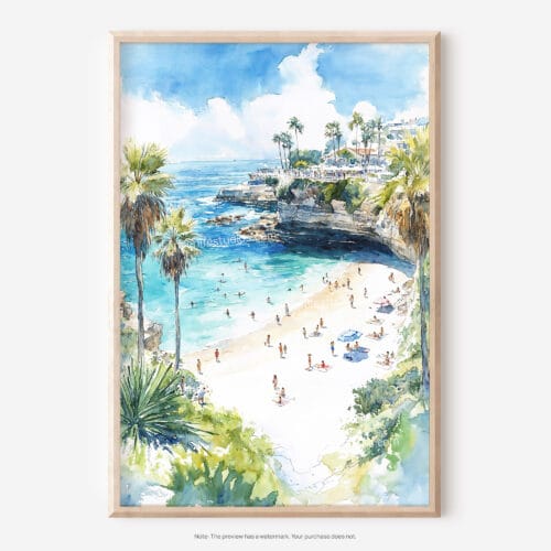 01 - La Jolla Beach Watercolor Art - Digital Downloads - Main.jpg