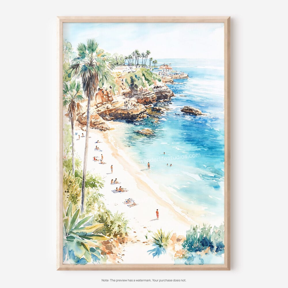 01 - La Jolla Cove Watercolor Art - Digital Downloads - Main.jpg