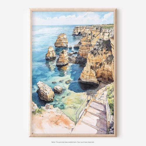 01 - Lagos Portgual Cliffs Watercolor Art - Digital Downloads - Main.jpg