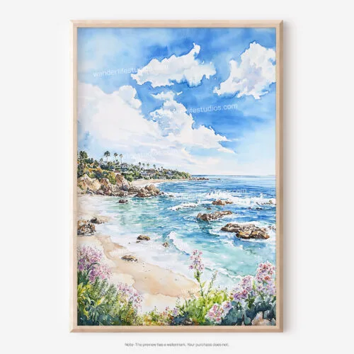 01 - Laguna Beach Coast Watercolor Art - Digital Downloads - Main.jpg