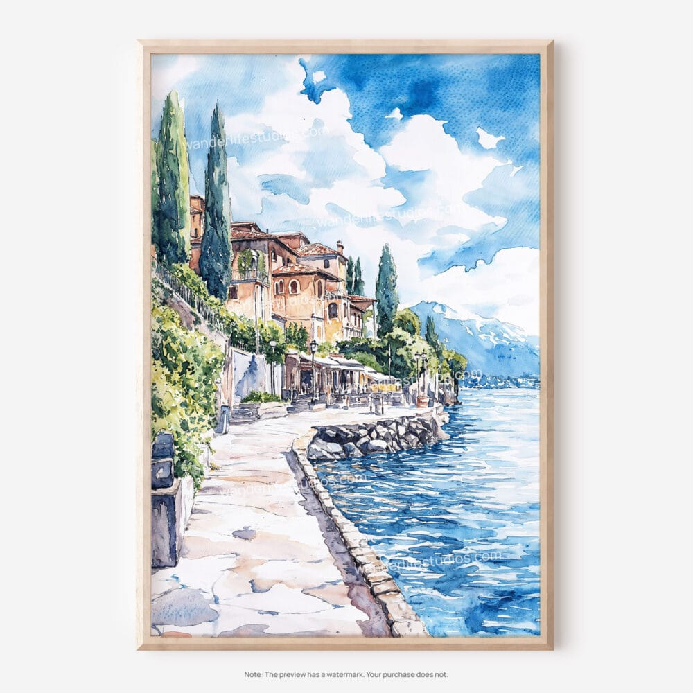 01 - Lake Garda Watercolor Art - Digital Downloads - Main.jpg