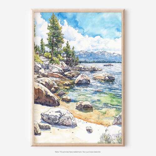 01 - Lake Tahoe Watercolor Art - Digital Downloads - Main.jpg