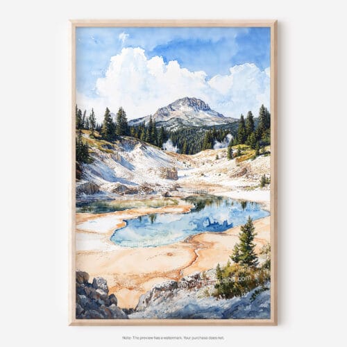 01 - Lassen Volcanic National Park Watercolor Art - Digital Downloads - Main.jpg