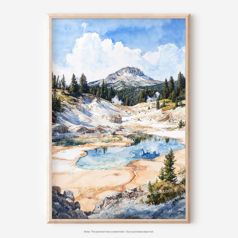 01 - Lassen Volcanic National Park Watercolor Art - Digital Downloads - Main.jpg