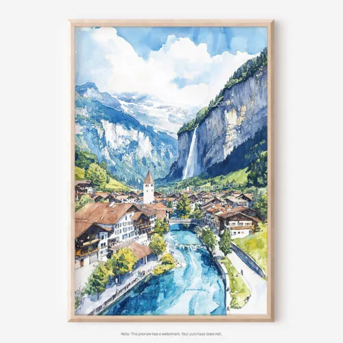 01 - Lauterbrunnen Watercolor Art - Digital Downloads - Main.jpg