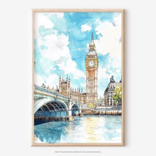 01 - London Big Ben Watercolor Art - Digital Downloads - Main.jpg