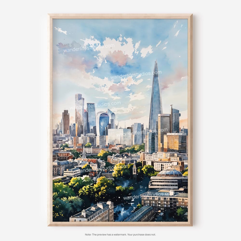 01 - London The Shard Watercolor Art - Digital Downloads - Main.jpg