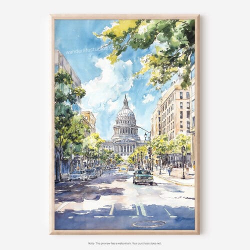 01 - Madison Wisconsin State Capitol Building Watercolor Art - Digital Downloads - Main.jpg