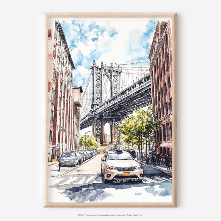 01 - Manhattan bridge Watercolor Art - Digital Downloads - Main.jpg