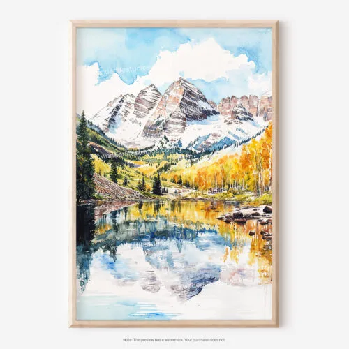 01 - Maroon Bells Aspen Watercolor Art - Digital Downloads - Main.jpg