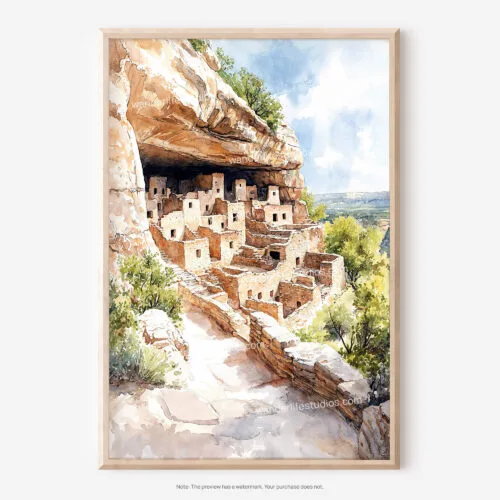 01 - Mesa Verde National Park Watercolor Art - Digital Downloads - Main.jpg