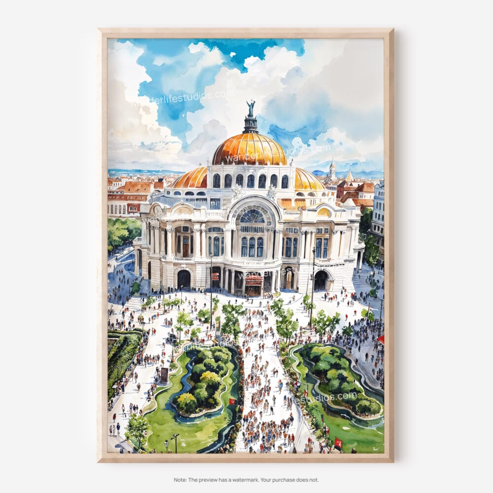 01 - Mexico Palacio de Bellas Artes Watercolor Art - Digital Downloads - Main.jpg