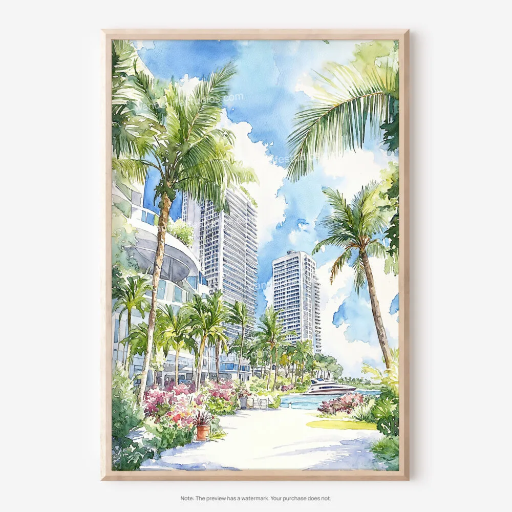 01 - Miami Beach Watercolor Art - Digital Downloads - Main.jpg
