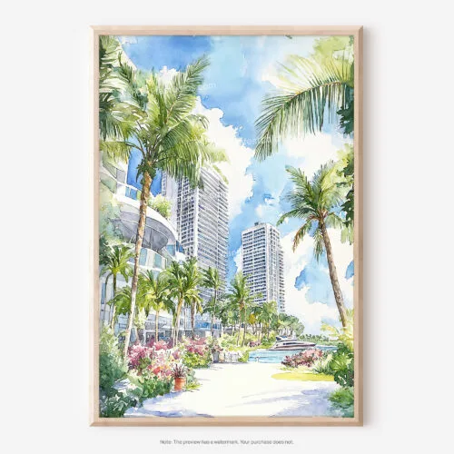 01 - Miami Beach Watercolor Art - Digital Downloads - Main.jpg
