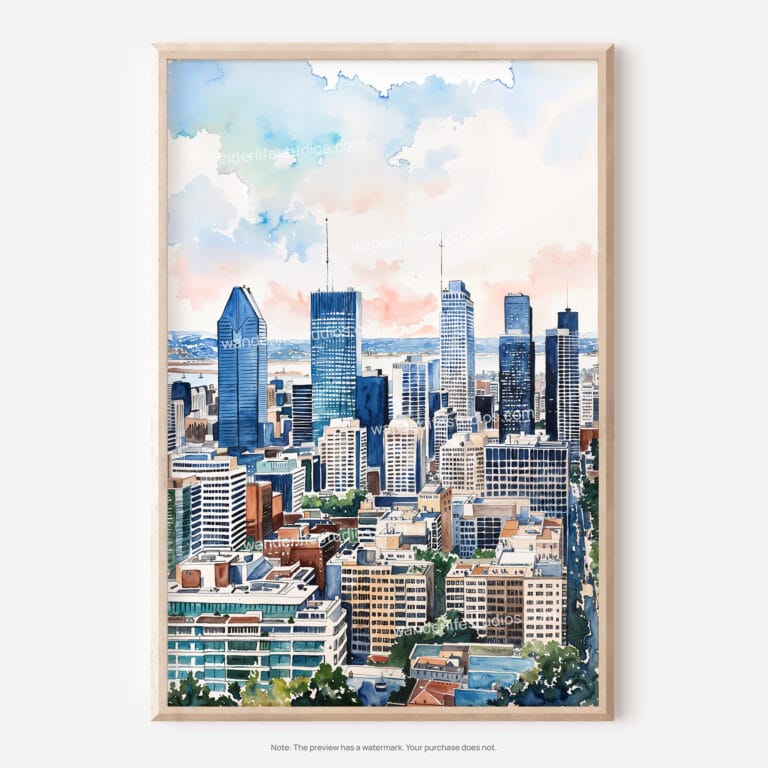 01 - Montreal Skyline Watercolor Art - Digital Downloads - Main.jpg